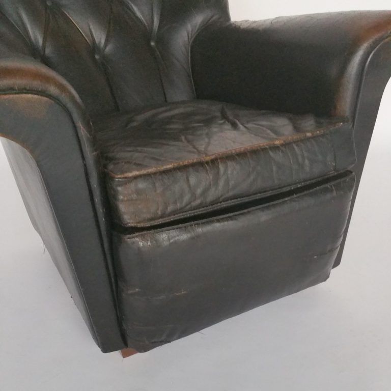 Engelse vintage leren fauteuil, jaren '60