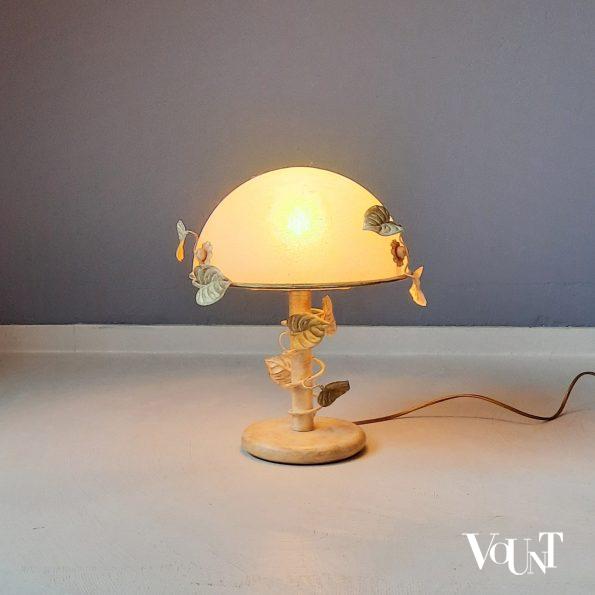 Florale lamp met glazen (mushroom) kap, Herda, jaren '80