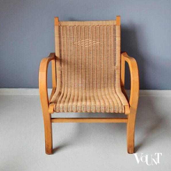 Fauteuil hout en rotan (pitriet) / Flechtsessel, Erich Dieckmann, jaren '30