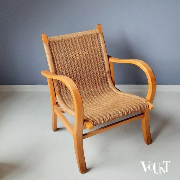 Fauteuil hout en rotan (pitriet) / Flechtsessel, Erich Dieckmann, jaren '30